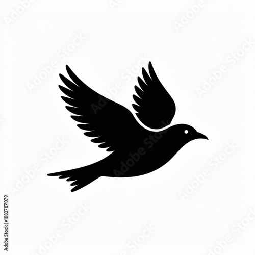 Silhouette of Freedom: An elegant silhouette of a soaring bird gracefully glides, its wings spread wide, embodying liberation and unbound flight.