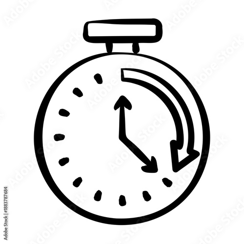 Time Clock Icon - Handdrawn
