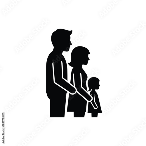 Family silhouette icon with parents and child vector