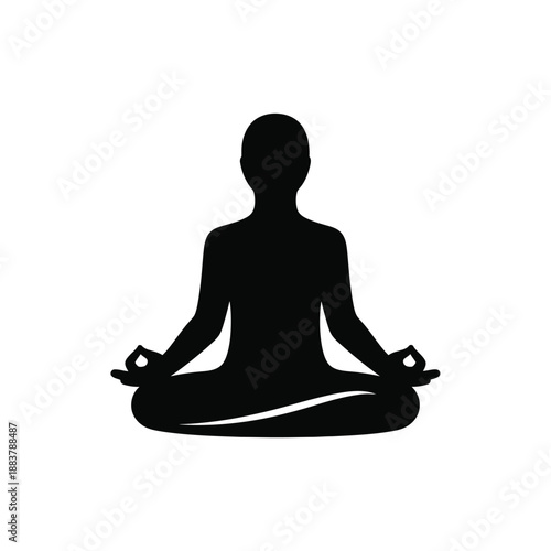 Person meditating in lotus pose icon vector illustration