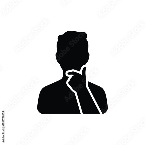 Thinking person icon vector contemplating idea or plan