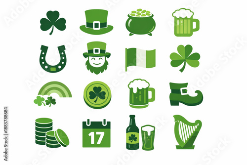 Saint Patrick Day monochrome green icon
