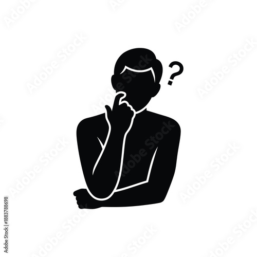 Confused person icon vector with question mark thinking