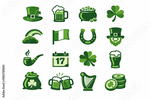 Saint Patrick Day monochrome green icon