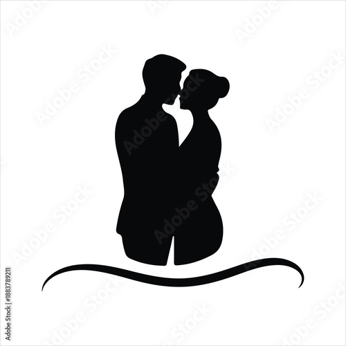 romantic couples logo silhouette vector illustration, wedding couple silhouette vector logo, beautiful romantic couples pose logo vector silhouette on.