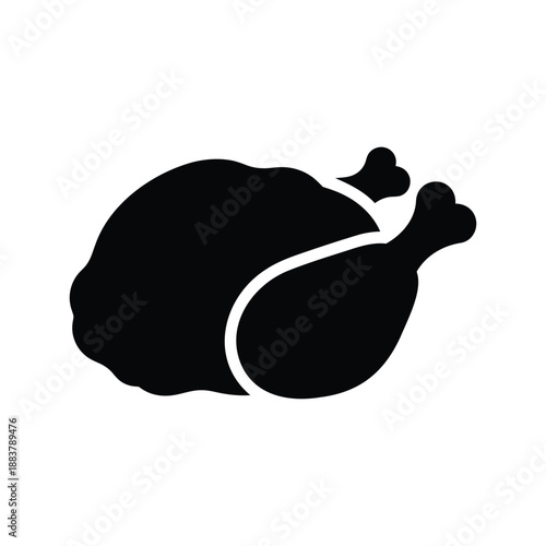 Roasted Chicken Icon, Thanksgiving Turkey Vector Illustration
