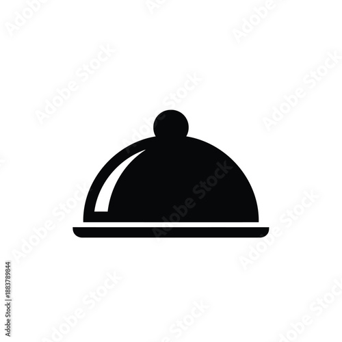 Food cloche service platter silhouette vector illustration