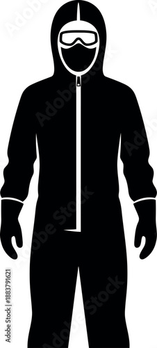 Person Wearing Protective Suit Silhouette Icon Illustration