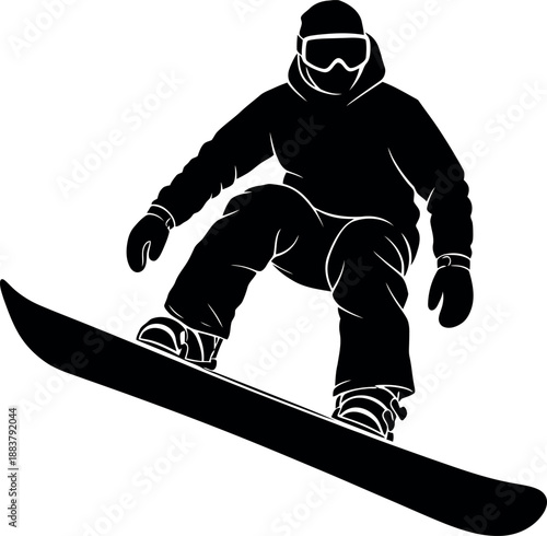 Snowboarder Jumping Silhouette Winter Sport Icon