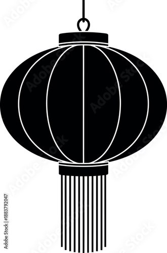 Hanging Paper Lantern Silhouette Icon Illustration