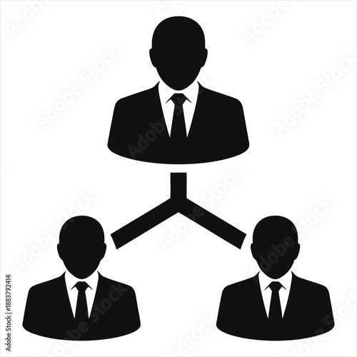 silhouette representation of a hierarchical structure with one head and three supporting figures
