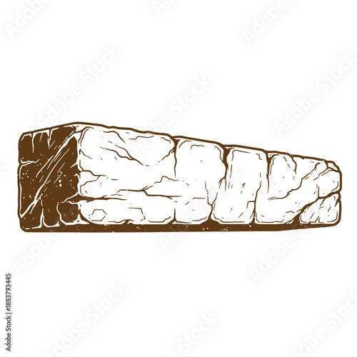 Drawing Vintage grunge  texture Brown and white illustration of a rock formation on a white background
