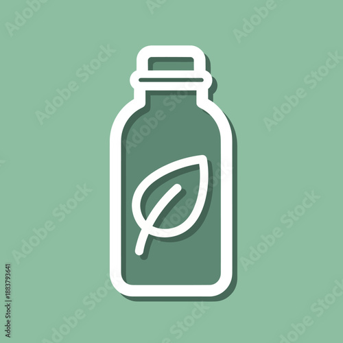 Eco Friendly Bottle with Leaf Icon.