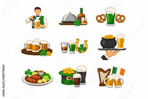 Saint Patrick Day hospitality ritual icon pack