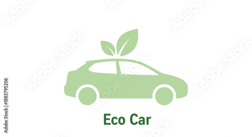 Eco Friendly Car with Green Leaves.