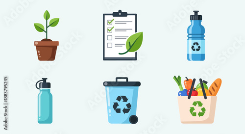 Eco Friendly Icons Set for Sustainability.