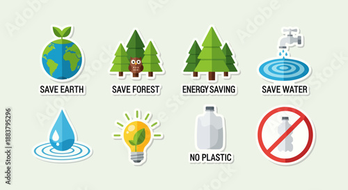 Eco Friendly Icons for Environmental Awareness.