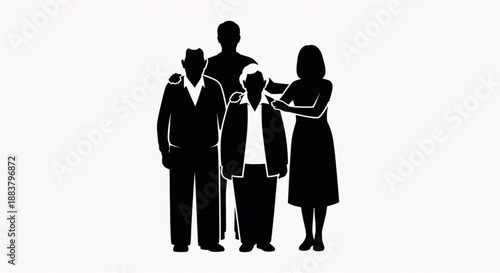 Retired Parents And Adult Children Financial Support Concept Silhouette