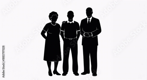 Retirement Financial Planning Concept With Parents And Adult Children Silhouette Vector
