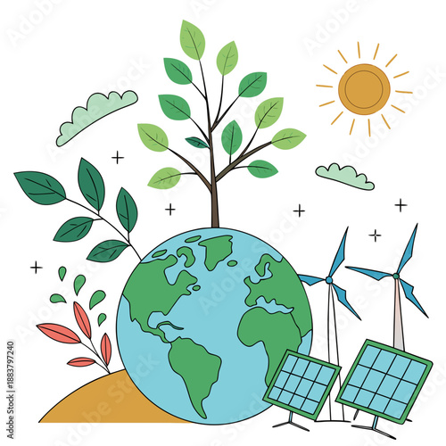 Earth with renewable energy sources