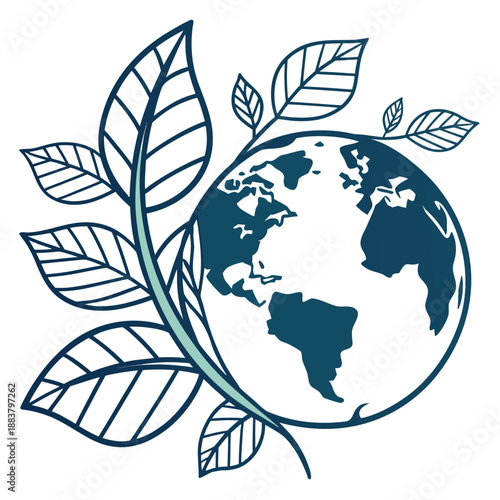 Earth enveloped by leaves