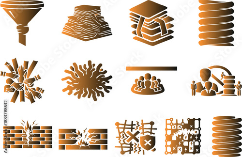 Teamwork and success breaking brick wall barrier vector illustration flat design