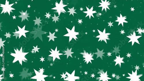 Wallpaper Mural An abstract green background with white, star-like shapes of varying sizes, seemingly floating Torontodigital.ca