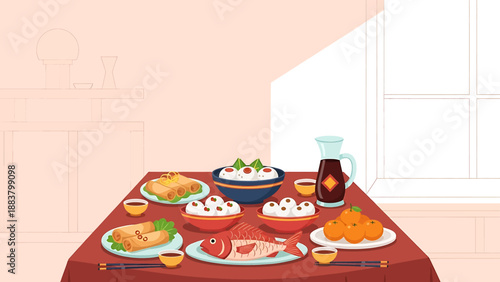 Assorted Dishes on Table Ready to Eat.