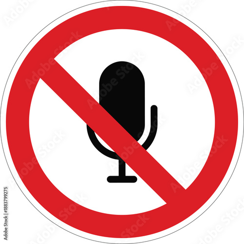 A no microphone sign indicating muted audio or a recording restriction for sound in public settings