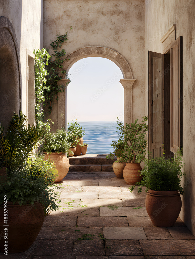 Fototapeta premium Entrance to the mediterranean garden.