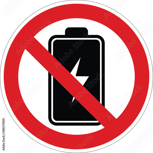 No charging battery symbol indicating a prohibition on power charging of electronic devices in specific zones