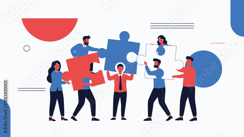 Teamwork Puzzle Collaboration Business Solution Strategy Concept