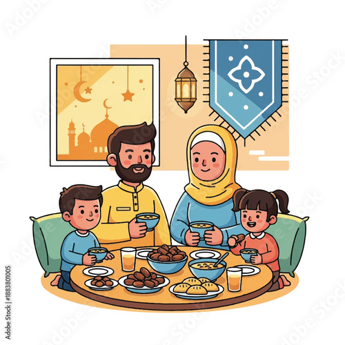 Family Enjoying Meal Together at Home.