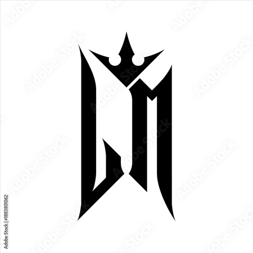 LM Elegant black logo with crown in white background