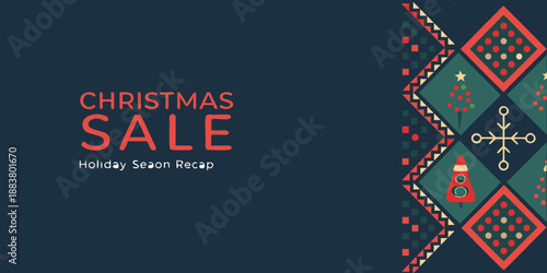 christmas sale holiday season recap design with festive patterns and decorative elements
