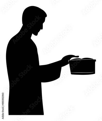 Silhouette of Person Giving Charity Box to Someone in Need
