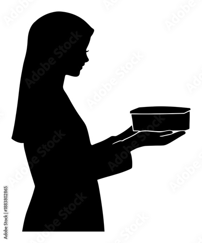 Silhouette of Person Giving Charity Box to Someone in Need