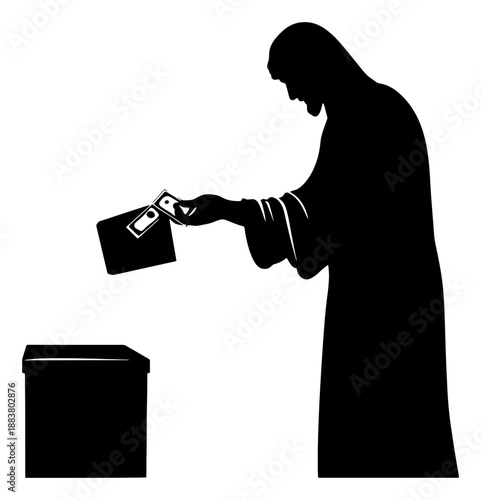 Silhouette of Person Giving Charity Box to Someone in Need