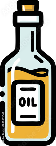 Simple illustration of a bottle of cooking oil with a cork stopper.