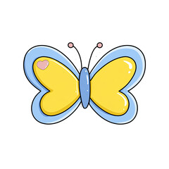 Cute cartoon butterfly illustration with vibrant colors and a white border