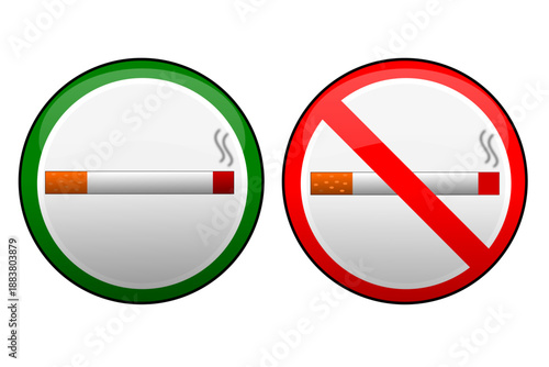 Cigarette - Panneau d'autorisation et panneau d'interdiction