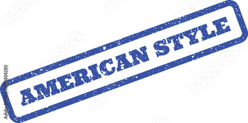 Textured blue rubber stamp impression displaying American Style text, perfect for cultural or fashion related projects