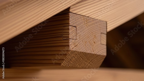 Wallpaper Mural Close-up of intricately joined wooden beams, showcasing precise craftsmanship Torontodigital.ca
