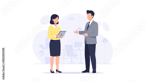 Business Meeting: HR Professional Discussing with Candidate in Office