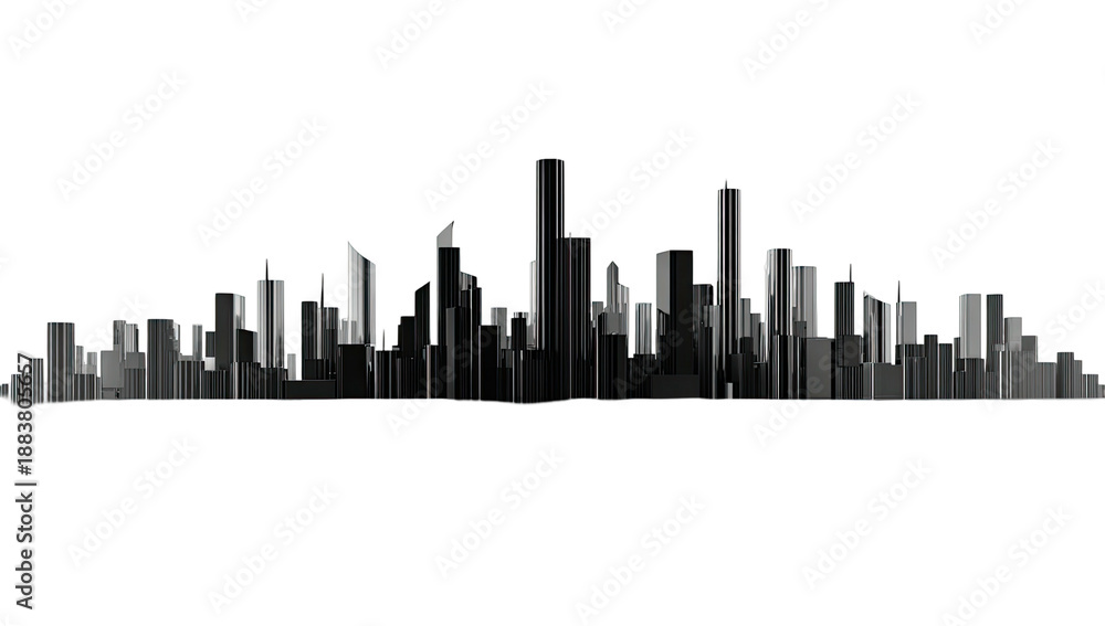 Obraz premium A stylized black and white skyline silhouette with sharp edges against a stark black backdrop