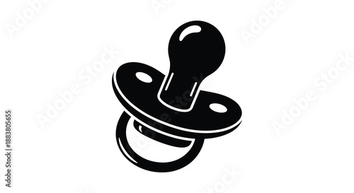 a simple black and white image depicting a baby s pacifier rendered in a clean and modern silhouette