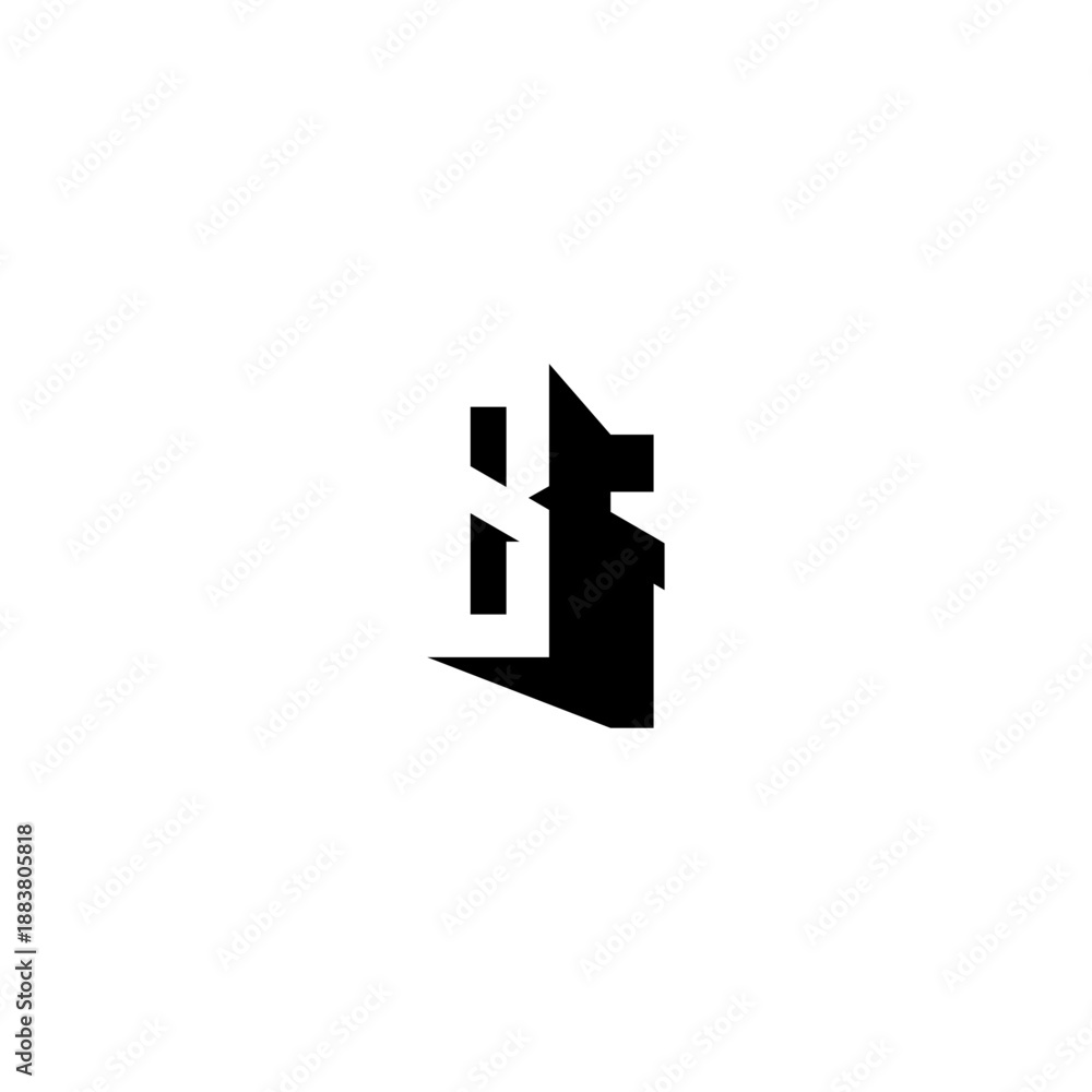 Obraz premium BI Negative Space Monogram Logo – Modern Minimal Lettermark Design