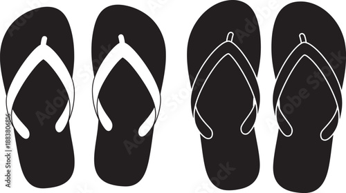 Silhouette of flip flops or sandals footwear