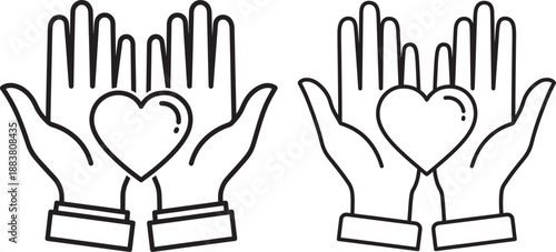 Hands heart silhouette outline care love donate
