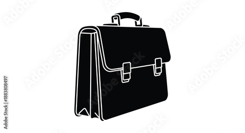 a sleek black briefcase design presented as a simple vector graphic showcasing professional style silhouette